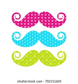 Beautiful colored mustache with different patterns