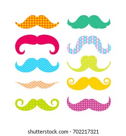 Beautiful colored mustache with different patterns