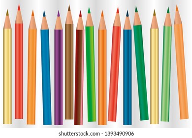 Beautiful colored pencils, loosely placed on white and gray background