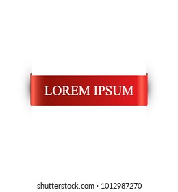 Beautiful colored ribbon. Realistic Ribbon with inscription: Lorem ipsum