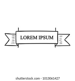 Beautiful colored ribbon. Realistic Ribbon with inscription: Lorem ipsum