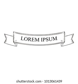Beautiful colored ribbon. Realistic Ribbon with inscription: Lorem ipsum