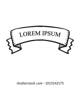 Beautiful colored ribbon. Realistic Ribbon with inscription: Lorem ipsum