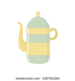 Beautiful colored teapot for brewing tea and boiling water. Teapot unusual shape.