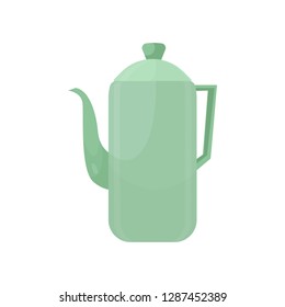 Beautiful colored teapot for brewing tea and boiling water. Teapot unusual shape.