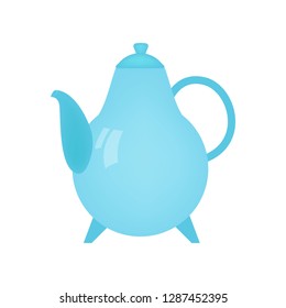 Beautiful colored teapot for brewing tea and boiling water. Teapot unusual shape.