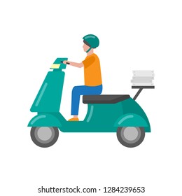 Beautiful colored two-wheeled scooter servants for movement and delivery.
