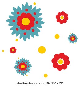 Beautiful colored vector illustration of flowers and circles