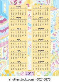 Beautiful colorful 2011 vector calendar