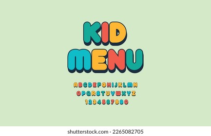 Beautiful Colorful 3D Kids logo Fonts, Creative Typography Fonts for Children's Books, Educational Materials, and Fun Projects" Letters,  Colorful 3D kids alphabet design vector template. 