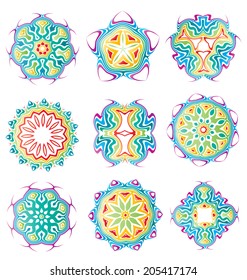 Beautiful colorful abstract flower elements