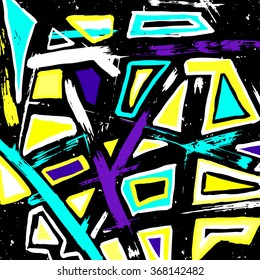Beautiful colorful abstract graffiti polygons on a black background vector illustration