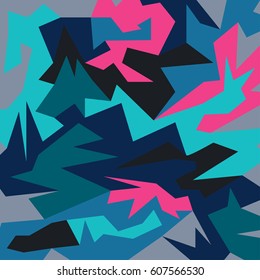 Beautiful colorful abstract graffiti polygons on a black background vector illustration