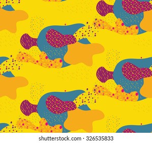 Beautiful colorful abstract seamless pattern. Multicolored spots. Flowing lines. Geometric Ornament. Modern pattern for textile, background, t-shirt, notebook, sketchbook.