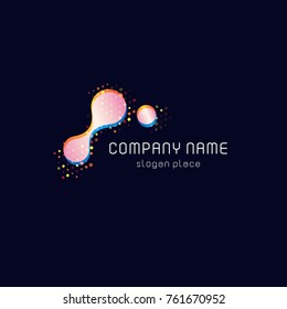 Beautiful colorful abstract vector shape with dots, molecular biology symbol.