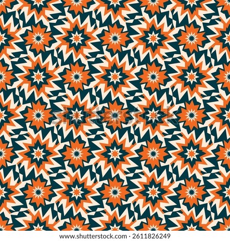 Beautiful colorful art seamless pattern. Overlapping art forms, stripes, polygons, segments are grouped and arranged in a certain order. Vector. 