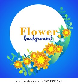 Beautiful and colorful background with flowers, leaves, plants. Illustration for banner, social media post, web site and flyers