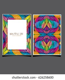 Beautiful colorful background with rainbow petals and text greeting card