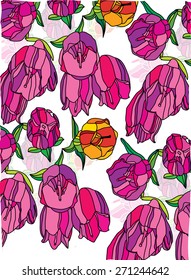 beautiful colorful background with tulips flowers pink