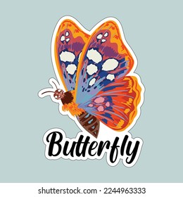 Beautiful colorful butterflies. Butterfly illustration for stickers or print. Butterfly vector design