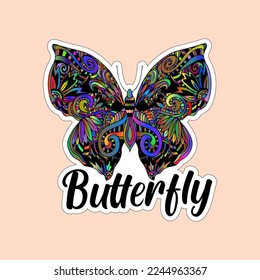 Beautiful colorful butterflies. Butterfly illustration for stickers or print. Butterfly vector design