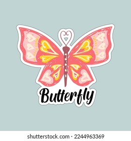Beautiful colorful butterflies. Butterfly illustration for stickers or print. Butterfly vector design