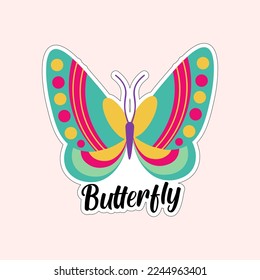 Beautiful colorful butterflies. Butterfly illustration for stickers or print. Butterfly vector design