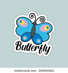 Beautiful colorful butterflies. Butterfly illustration for stickers or print. Butterfly vector design