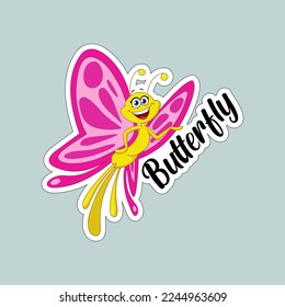 Beautiful colorful butterflies. Butterfly illustration for stickers or print. Butterfly vector design