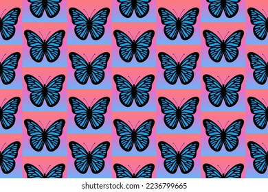 Beautiful colorful butterflies, seamless pattern, vector ornament