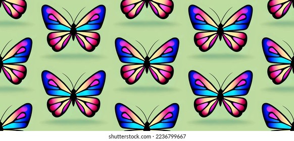 Hermosas mariposas coloridas, sin fisuras, adornos vectoriales