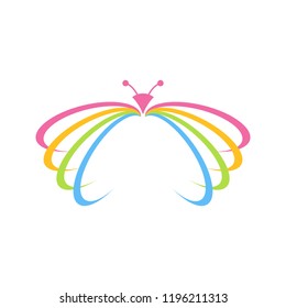 Beautiful Colorful Butterfly Crescent Open Wings Symbol Design