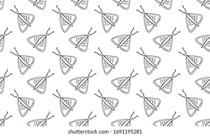 Beautiful colorful butterfly isolated on a white background. Hand drawing line vector sketch