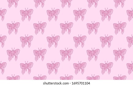 Beautiful colorful butterfly isolated on a white background. Hand drawing line vector sketch