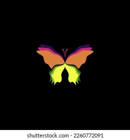 beautiful colorful butterfly silhouette logo
