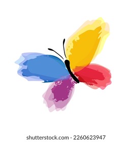 Beautiful colorful butterfly. Butterfly with strokes of paint. Vector illustration