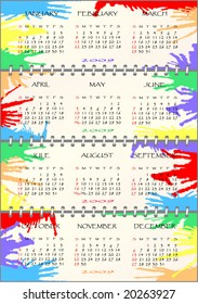 Beautiful colorful calendar with patterns from time to time year