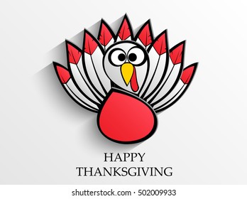 Beautiful, colorful cartoon of turkey bird for Happy Thanksgiving celebration, can be use as flyer, poster or banner.