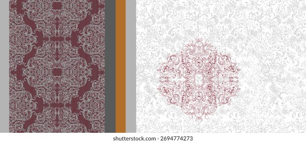Beautiful colorful design digital textile seamless floral abstract geometric all over patterns.