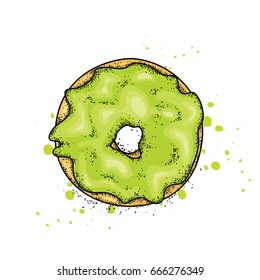 Beautiful colorful donut. Vector illustration for postcard or poster, print on clothes. Food and desserts.