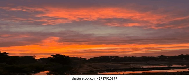 Hermoso cielo dramático colorido con nubes al atardecer .