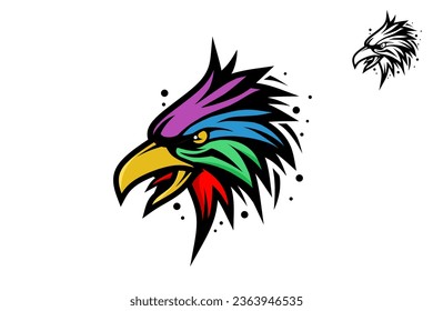 Hermoso logo colorido de la cabeza de águila 