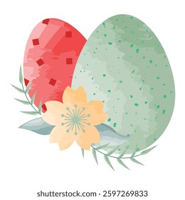 Beautiful Colorful Easter Egg And Flowers Decoration