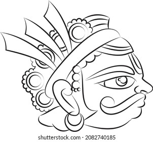 Beautiful colorful face of a worrier. For textile printing, It can be used for a coloring book, textile fabric prints, phone case, greeting cards. logo, calendar.