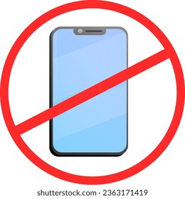Beautiful and colorful flat illustration vector style of no cellphones or smartphones allowed sign isolated