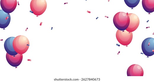 Beautiful colorful flat vector illustration background banner template with balloons.