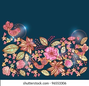 Beautiful colorful floral background with birds,vector illustration