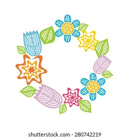 Beautiful colorful floral pattern frame vector illustration 