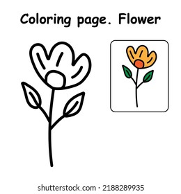 Beautiful Colorful Flower To Be Colored, The Coloring Book For Preschool Kids With Simple Educational Gaming Level.