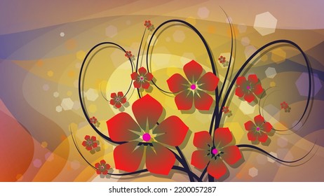 Beautiful colorful flower card. A great template for holidays, greetings, invitations, postcards, posters and your other projects. Vector.